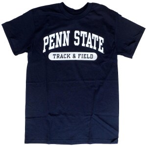 navy short sleeve t-shirt with white Penn State Track & Field